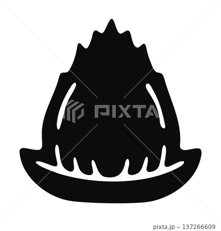 Abstract black silhouette of a stylized leaf or flame shape with serrated edges 137266609