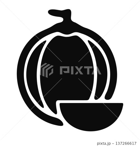 Black fig icon silhouette, whole fruit with slice, simple graphic, vector 137266617