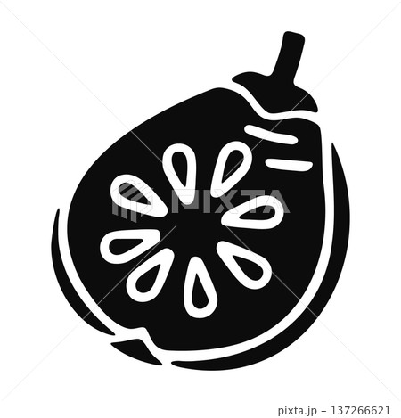 Slice of eggplant silhouette, simple vector graphic, healthy food icon 137266621