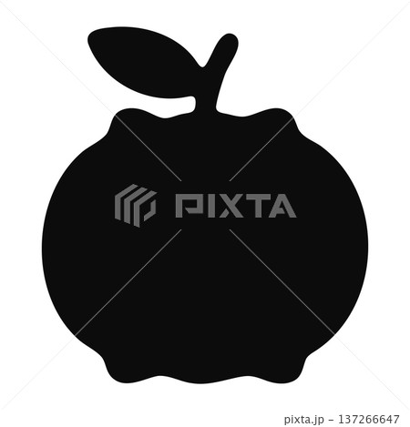 Black silhouette of an apple with a leaf and stem 137266647