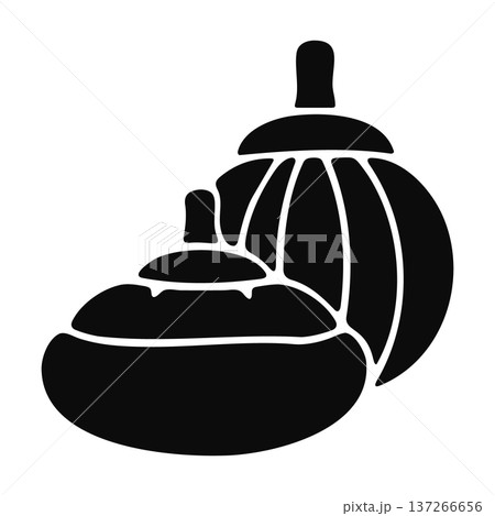 Black silhouette of two pumpkins, one large, one small 137266656