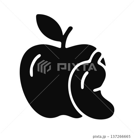 Black silhouette icon of an apple with a bite taken out and a banana next to it 137266665