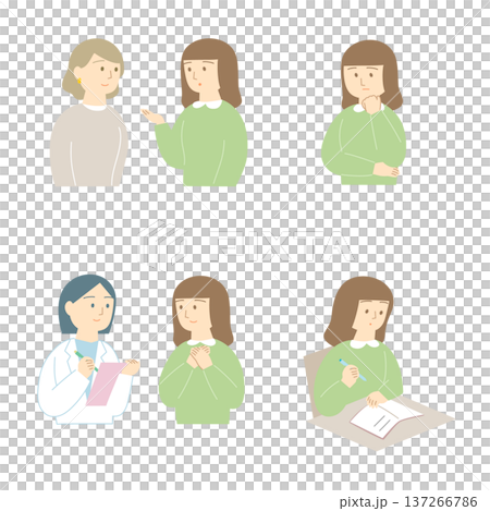 自分の気持ちと向き合う女性のイラストセット 137266786