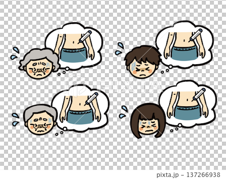 Illustration set of people who are afraid of stomach injections 137266938