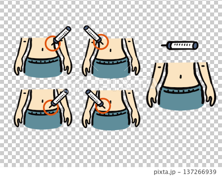 お腹への注射　注射位置　イラストセット 137266939