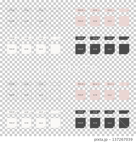 ECサイトや広告バナーで使えるめくれた（PICK UP・NEW・SALE入り）EC・バナー用タグ素材 137267039