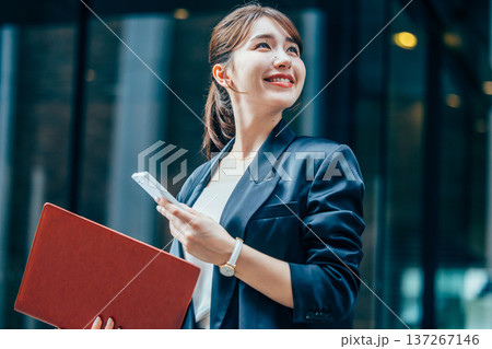 オフィスで電話をするビジネスウーマン オフィスで電話をするビジネスウーマン 137267146