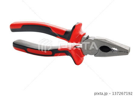 Red and Black Hand Pliers Isolated on White Background Red and Black Hand Pliers Isolated on White Background 137267192