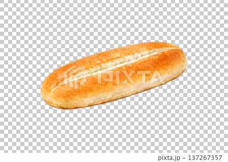 コッペパン 水彩イラスト パン素材 セット 手描き風 シンプル ベーカリー素材 137267357