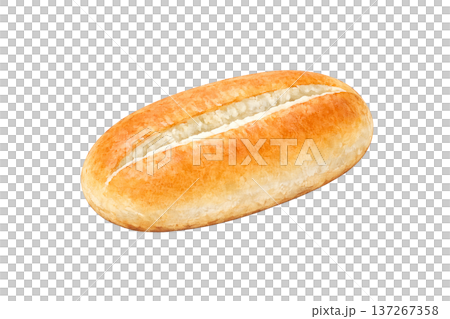コッペパン 水彩イラスト パン素材 セット 手描き風 シンプル ベーカリー素材 137267358