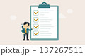 チェック済みリストとビジネスマンの成功イメージ｜やさしいビジネスイメージ 137267511