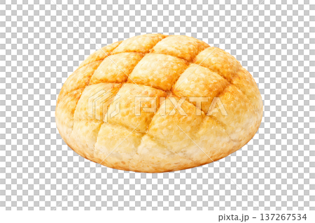 メロンパン 水彩イラスト パン素材 シンプル ベーカリー素材  タグ（共通・約45個） 137267534