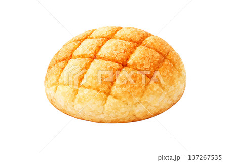 メロンパン 水彩イラスト パン素材 シンプル ベーカリー素材  タグ（共通・約45個） 137267535