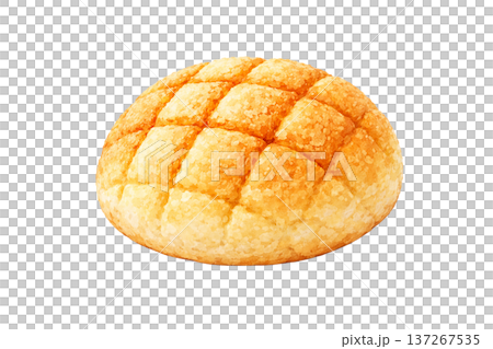 メロンパン 水彩イラスト パン素材 シンプル ベーカリー素材  タグ（共通・約45個） 137267535