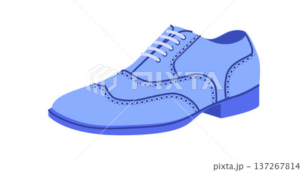 Brogue mens blue flat wingtip shoe. Perforated leather footwear with classic wingtip detail smart casual office style. 137267814