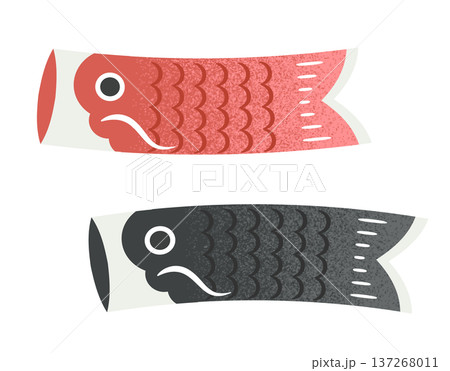 シンプルかわいい鯉のぼり　赤色と黒色 137268011