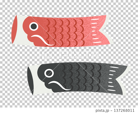 シンプルかわいい鯉のぼり　赤色と黒色 137268011