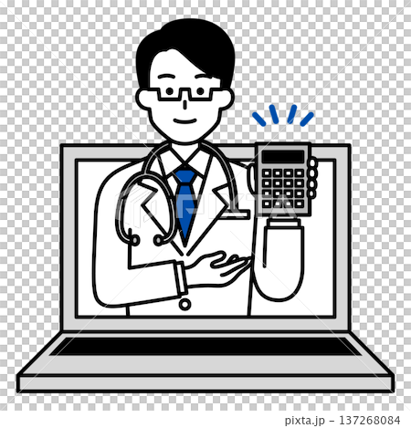 Male doctor showing costs online Male doctor showing costs online 137268084