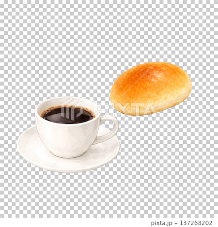 ーヒーとパンのセット 水彩イラスト 朝食 カフェメニュー ベーカリー素材 ーヒーとパンのセット 水彩イラスト 朝食 カフェメニュー ベーカリー素材 137268202
