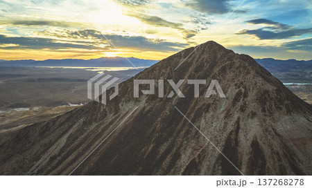 Aerial Lava Butte Mountain Sunrise Over Desert Landscape Near Las Vegas Nevada Aerial Lava Butte Mountain Sunrise Over Desert Landscape Near Las Vegas Nevada 137268278
