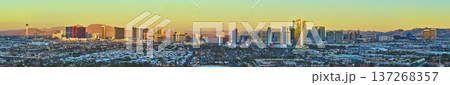 Aerial Las Vegas Strip Skyline Panorama at Golden Hour Nevada 137268357