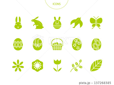 イースター　アイコン ピクトグラム　ベクター イラスト　セット 137268385
