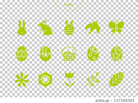 イースター　アイコン ピクトグラム　ベクター イラスト　セット 137268385