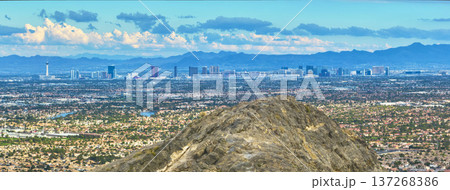 Aerial Las Vegas Panorama with Lone Mountain and The Strip Skyline 137268386