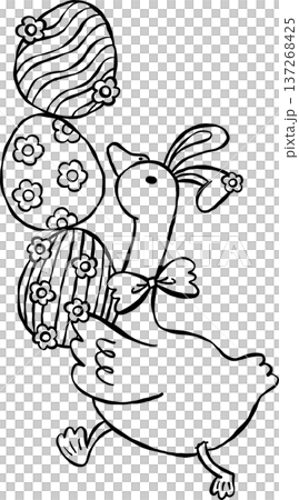 Easter Silly Goose Outline Carrying Easter Eggs Cartoon Hand Drawn Easter Silly Goose Outline Carrying Easter Eggs Cartoon Hand Drawn 137268425