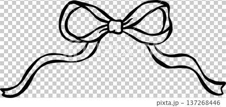 Decorative Ribbon Bow Outline Hand Drawn Decorative Ribbon Bow Outline Hand Drawn 137268446