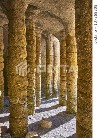 Crowley Lake Stone Columns Natural Cave Formations and Sunlit Shadows California Crowley Lake Stone Columns Natural Cave Formations and Sunlit Shadows California 137268808