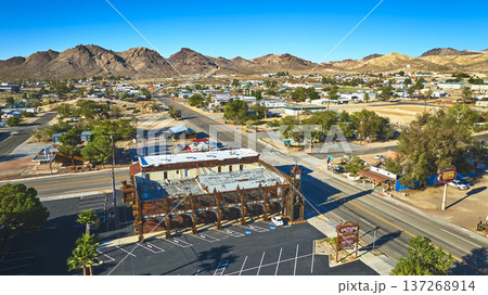 Aerial Exchange Club Casino Motel Main Street and Desert Mountains Beatty Nevada Aerial Exchange Club Casino Motel Main Street and Desert Mountains Beatty Nevada 137268914