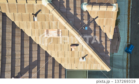 Aerial Residential Roof Detail With Vents and Suburban Street Nevada Aerial Residential Roof Detail With Vents and Suburban Street Nevada 137269319