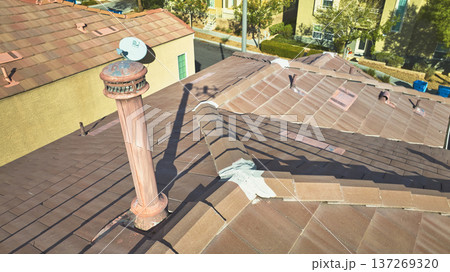Aerial Residential Rooftop Vent Pipe and Satellite Dish Las Vegas Neighborhood Aerial Residential Rooftop Vent Pipe and Satellite Dish Las Vegas Neighborhood 137269320