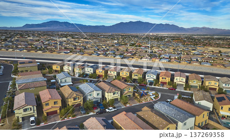 Aerial Las Vegas Nevada Residential Neighborhood and Spring Mountain View Aerial Las Vegas Nevada Residential Neighborhood and Spring Mountain View 137269358