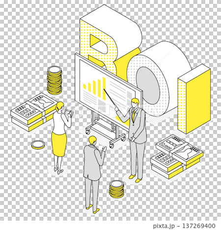 ROI（投資対効果）を説明するビジネスイラスト 137269400