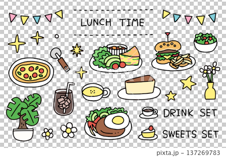 カフェランチをイメージしたイラストセット 137269783