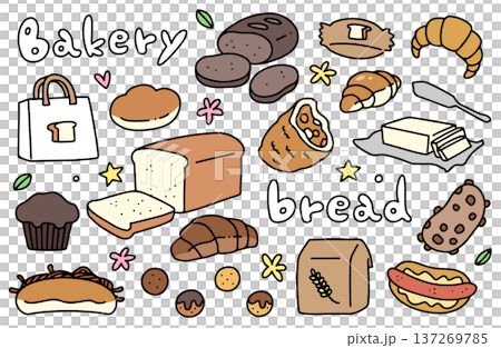 Bakery-related illustration set Bakery-related illustration set 137269785