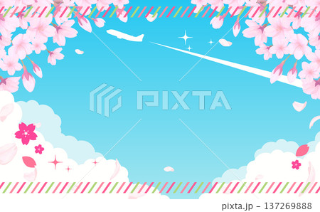 春旅セールのかわいい背景テンプレート1_横 137269888