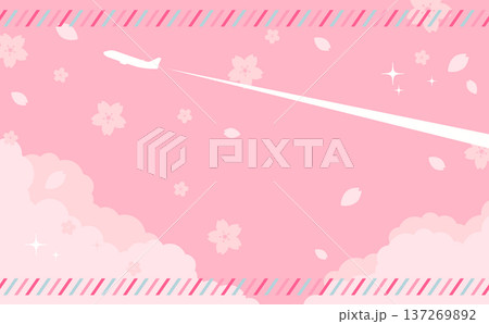 春旅セールのかわいい背景テンプレート2_横 137269892