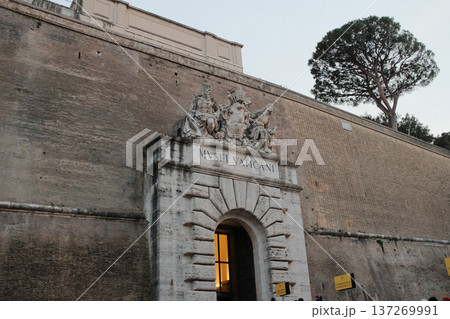 Vatican Museums entrance portal with coat of arms and stone arch Rome Italy. High quality photo Vatican Museums entrance portal with coat of arms and stone arch Rome Italy. High quality photo 137269991