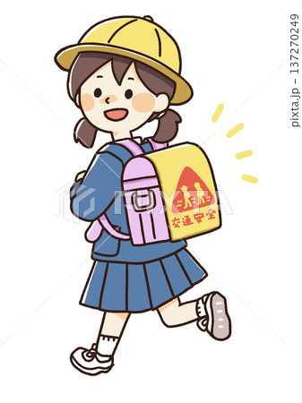 交通安全のランドセルをかついだ小学生のイラスト 137270249