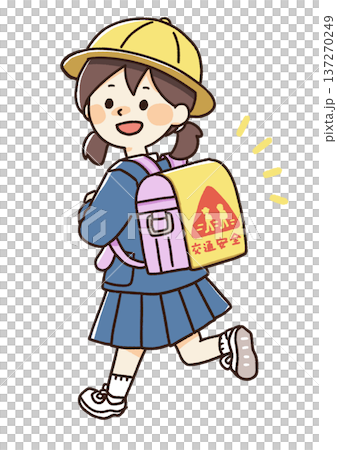 交通安全のランドセルをかついだ小学生のイラスト 137270249