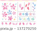 水彩手描きの桜のカラフルなあしらいパーツセット 137270250