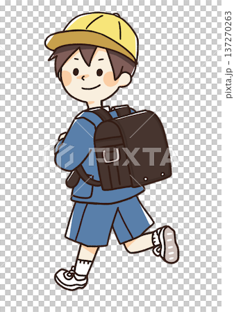 圖:一名身穿制服的小學生背著書包 圖:一名身穿制服的小學生背著書包 137270263