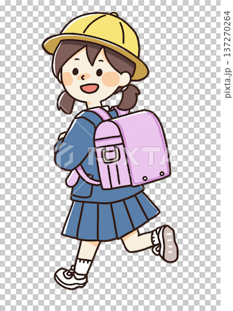 圖：一名身穿制服的小學生背著書包 137270264