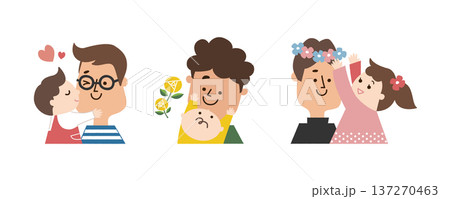笑顔の父親と子供のイラスト素材セット 笑顔の父親と子供のイラスト素材セット 137270463