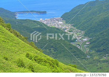 伊豆半島 西伊豆スカイラインの戸田駐車場より望む戸田魚港と駿河湾 伊豆半島 西伊豆スカイラインの戸田駐車場より望む戸田魚港と駿河湾 137270760