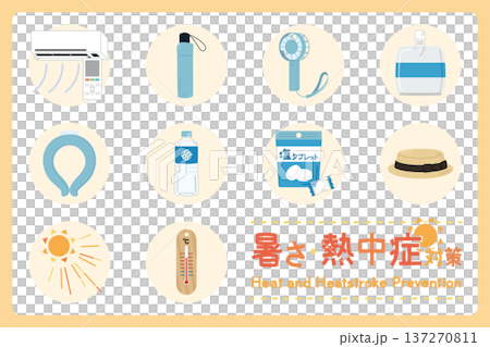 暑さ対策・熱中症対策のイラストセット 137270811
