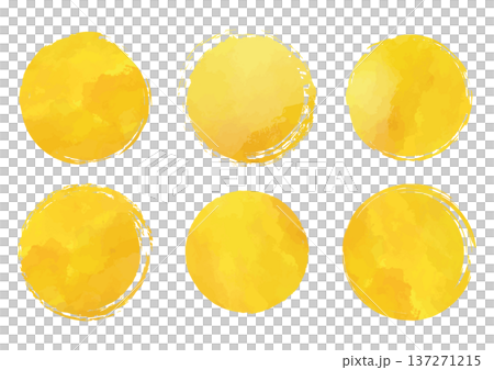 Watercolor style vector illustration set of gold circles Watercolor style vector illustration set of gold circles 137271215